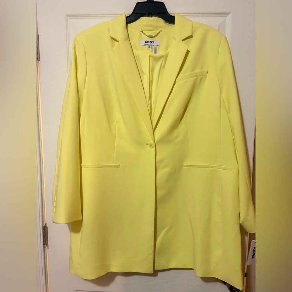 DKNY Women's Bright Yellow Suit Jacket